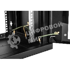 Шкаф коммутационный ЦМО (ШРН-6.650-9005) настенный 6U 600x650мм пер.дв.стекл 200кг черный 600мм 180град.