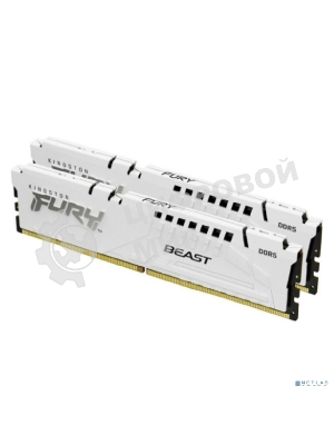 Оперативная память Kingston Fury Beast, DDR5, 32Gb (2x16GB), 6000MHz, CL36, DIMM, с радиаторами, белый