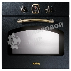 Встраиваемая электрическая духовка Korting OKB 460 RN/59.8 х 59.5 x 56 см, 6 режимов нагрева, аналоговые часы в классическом стиле Frank Muller, таймер, черный+бронза
