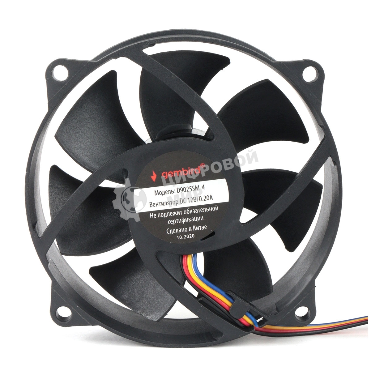 Вентилятор для корпуса Gembird черный, 90 мм, 2500 об/мин, 30.86 дБ, 4 pin