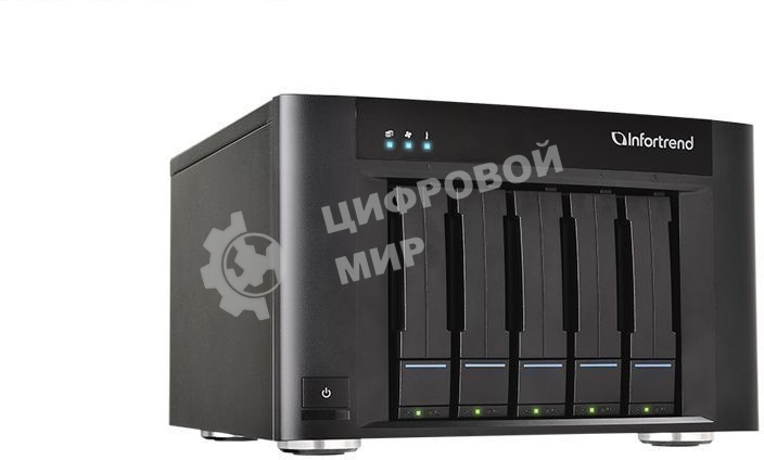 Система хранения данных Infortrend EonStor GSe Pro 100 5bay. Intel Atom 2.4GHz 4C CPU, 1x4GB non-ECC , 4x1GbE(RJ45), 2x USB 2.0, 2x USB 3.0, 1x Host Board slot, 1xPSU and 5 drive trays (GSe Pro 105-C)
