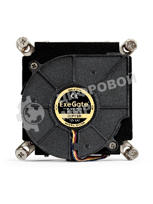 Кулер для процессора ExeGate ESNK-0049.PWM.1U.2011/66.Cu черный, 75 мм, медь, 5000 об/мин, 54 дБ, 4 pin, 115 Вт, 30 мм