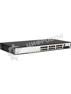 Управляемый коммутатор SNR уровня 2+, 24 порта 10/100/1000Base-T с поддержкой POE, 4 порта 1/10G SFP+, бюджет POE 370W