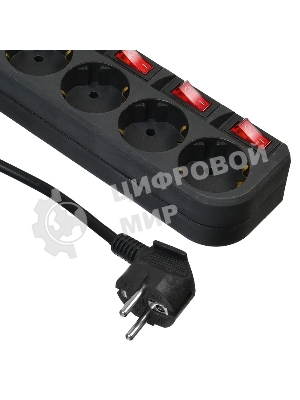 Сетевой фильтр Buro 500SH-1.8-SW-B 1.8 м, 5 розеток, черный, коробка