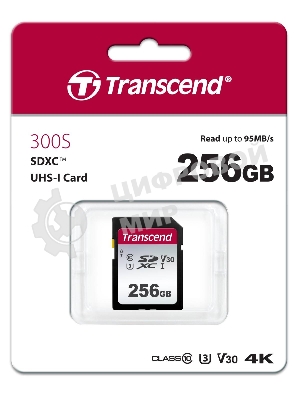 Флеш карта SD 256Gb Transcend SDXC Class 10 UHS-I U3, V30, TLC, Silver