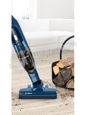 Пылесос вертикальный Bosch BCHF 2MX20 синий, питание от аккумулятора, 150 Вт, уборка сухая, пылесборник 0.4 л