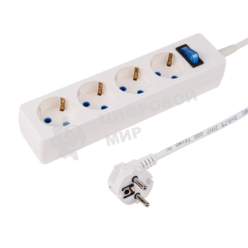 Сетевой фильтр PROconnect STANDARD 4 гнезда, 3 м, 3х0.75 мм², с/з, белый