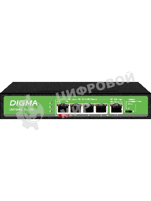 Коммутатор Digma DSP204G-1G-T80 (L2) 5x1 Гбит/с 4PoE 4PoE+ 1PoE++ 80W неуправляемый