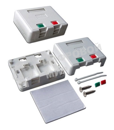 Коробка настенная Lanmaster SA на 2 модуля keystone с защитными шторками LAN-SA2/S-WH