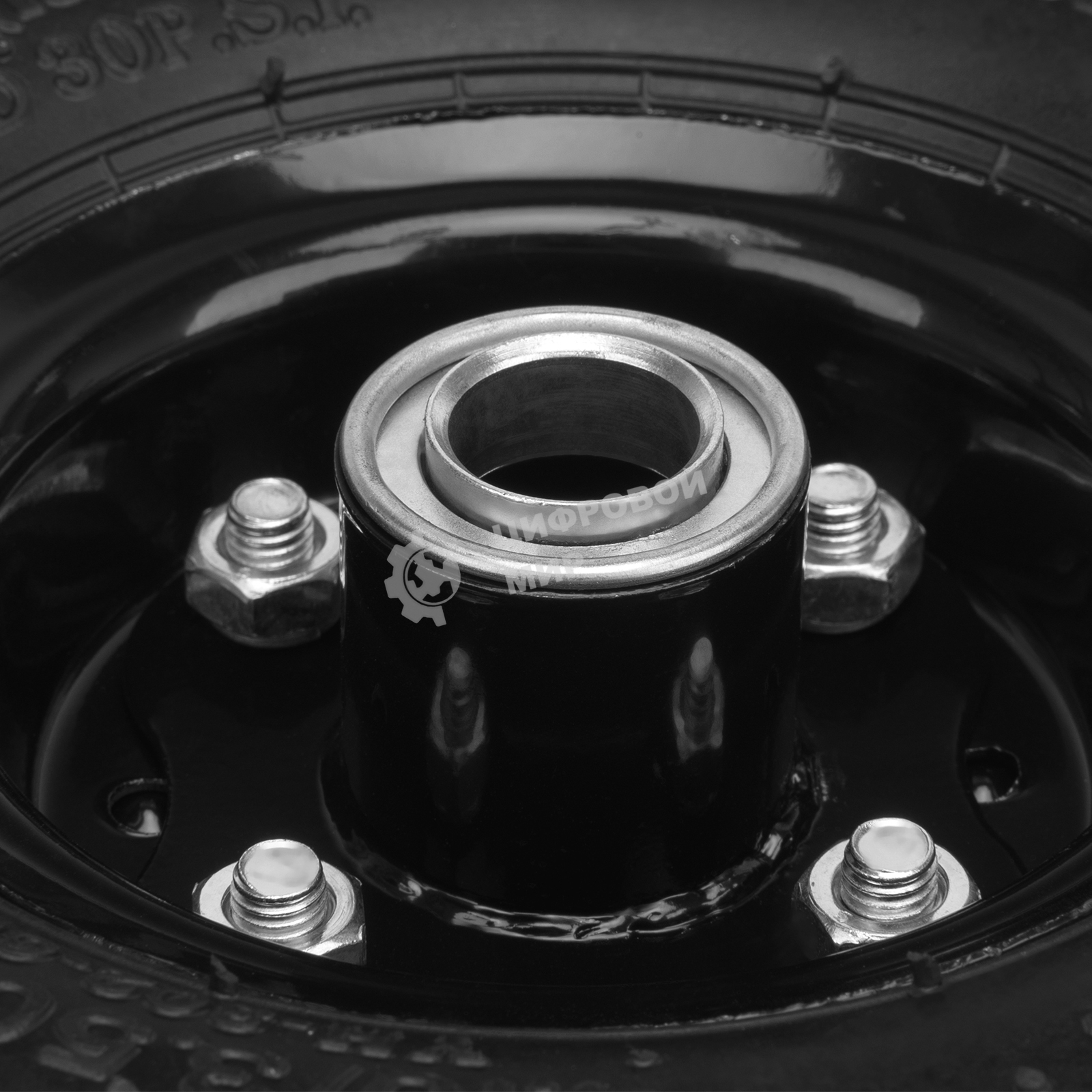 Колесо Palisad пневм. 4.10/3.50–4 с несим.ступ. d260 мм. подш. внут.диам. 20мм. длина оси - 5