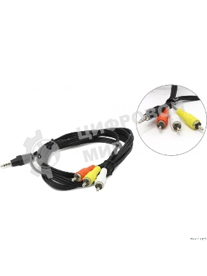 Кабель аудио/видео Cablexpert CCA-4P2R-2M, Jack3.5 4pin папа->3х RCA папа, 2м, черный
