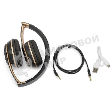 Беспроводные/проводные наушники Harper HB-213 черный/золотой, накладные, Bluetooth + проводной, до 5 ч