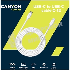 Кабель 100W, 20V/5A, typeC to Type C, 2M with Emark, Power wire :20AWG*4C,Signal wires :28AWG*4C,OD4.5мм, PVC, белый