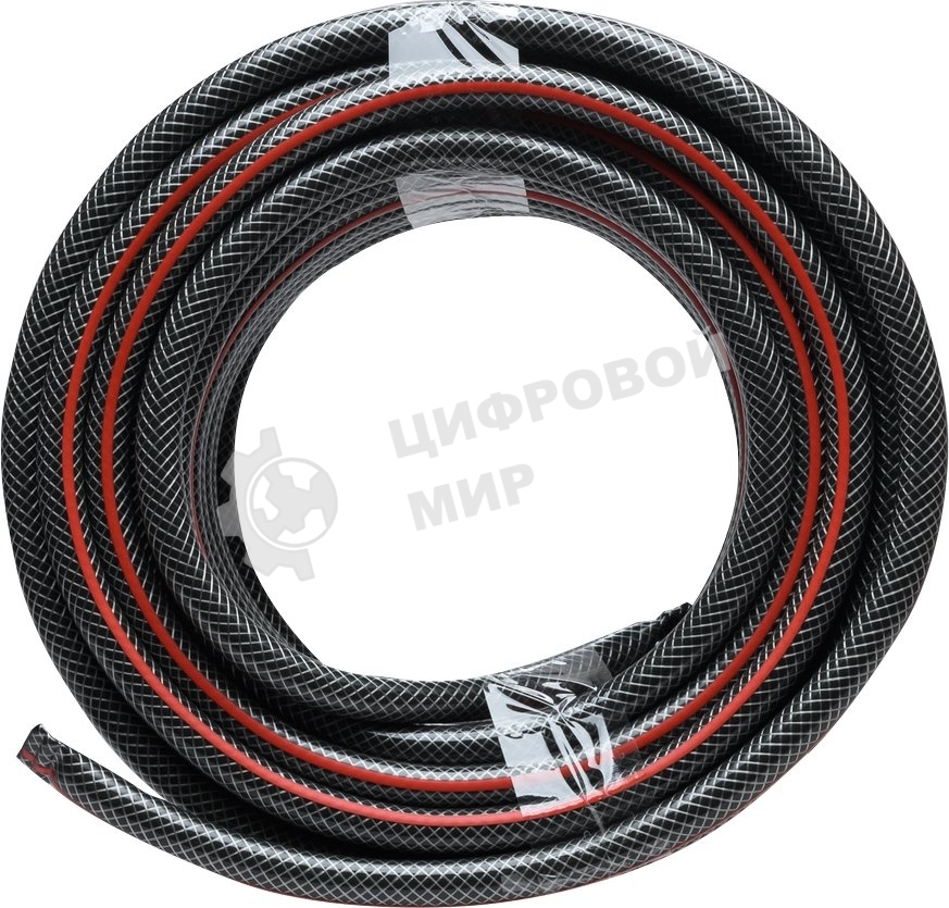 Шланг поливочный ПВХ усиленный премиум пищевой трехслойн. армир. 1/2 25м черный/красный Вихрь 73/7/2/10