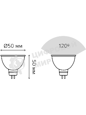 Лампа светодиодная Gauss Elementary MR16 6Вт цок.: GU5.3 спот 220B 6500K св. свеч. бел. хол. MR16 (упак.: 10 шт)