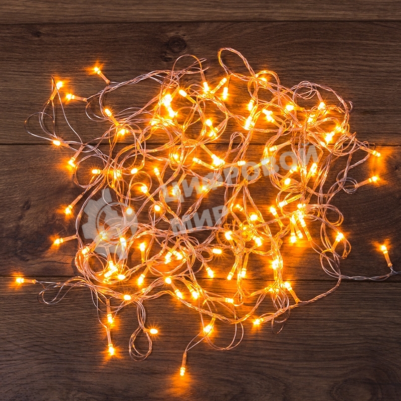Гирлянда светодиодная Neon-night универсальная 100 LED теплый белый 10 метров, прозрачный ПВХ, с контроллером