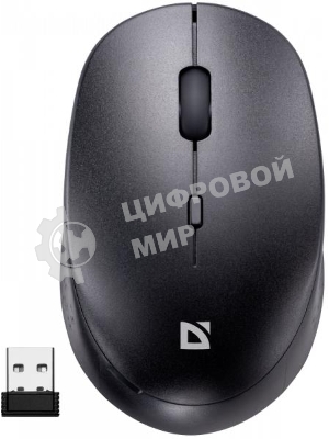 Мышь беспроводная Defender Auris MB-027 черный, 1600 dpi, радиоканал, USB, кнопки - 4