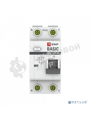 Выключатель автоматический дифференциального тока 1п+N С 20А 30мА тип АС эл. 4.5кА АД-12 Basic EKF DA12-20-30-bas