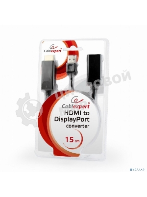 Конвертер HDMI->DisplayPort, Cablexpert DSC-HDMI-DP, HD19M+USBxHD20F, черный
