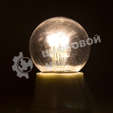Лампа шар Neon-night e27 6 LED Ø45мм - теплый белый, прозрачная колба, эффект лампы накаливания