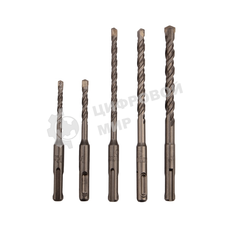 Набор буров по бетону Kranz 5-6х110, 6-8-10х160 мм, 5 шт., в пластиковой коробке SDS PLUS