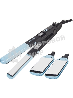 Выпрямитель для волос Galaxy GL 4505 черный/голубой, 27,5/57 мм, 200 °C, 1 режим