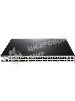 Коммутатор D-Link DGS-1210-52P/ME/B1A, L2 Managed Switch with 48 10/100/1000Base-T ports and 4 1000Base-X SFP ports (8 PoE ports 802.3af/802.3at (30 W), 16 PoE ports 802.3af (15,4 W), PoE Budget 193 W). 16K Mac