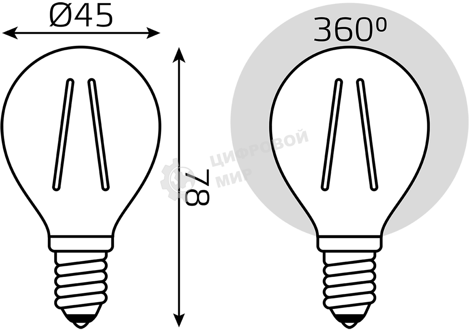 Лампа светодиодная филаментная Gauss Filament 5Вт цок.: E14 свеча 220B св. свеч. бел. теп. (упак.: 10 шт)