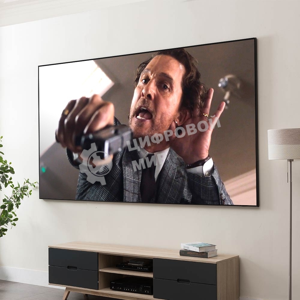 Экран Cinema S'OK Pro16:9 100' настенно-потолочный, на раме, 221x125 см, рама черная 1 см, полотно серый HCG