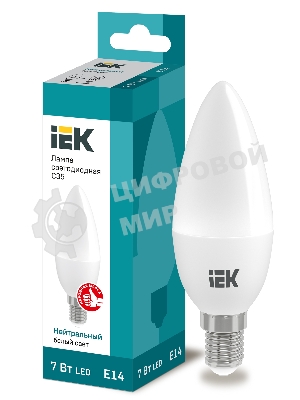 Лампа светодиодная IEK LLE-C35-7-230-40-E14 ECO C35 свеча 7Вт 230В 4000К E14