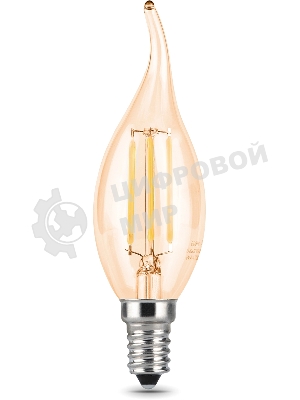 Лампа светодиодная филаментная Gauss Filament 5Вт цок.: E14 свеча 220B св. свеч. бел. нейт. (упак.: 10 шт)