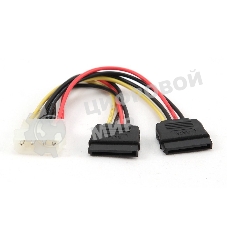 Кабель Cablexpert Кабель питания SATA CC-SATA-PSY-0.3M, 30 см, molex 4pin/2x sata15pin, на 2 устр., пакет