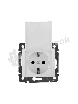 Розетка Valena с заземлением с крышкой (белая)