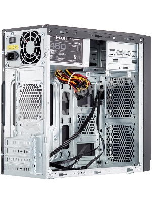 Компьютерный корпус Foxline FL-702, mATX, 1x5.25EXT, 1x3.5EXT, 2x3.5INT, 2xUSB 3.0, HDA, w/o FAN, w/450W ATX PSU, w/1.2m EU pwr cord