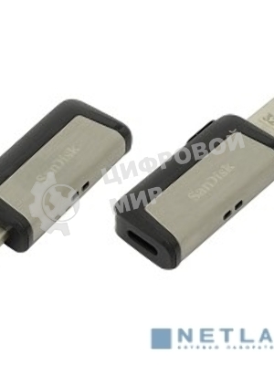Флешка USB Sandisk DDC2 Ultra Dual (SDDDC2-032G-G46), 32Gb, USB 3.0/USB 3.1 Type C, R/W 150/30, серый/черный