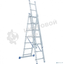 Лестница Сибртех, 3 х 7 ступеней, алюминиевая, трехсекционная