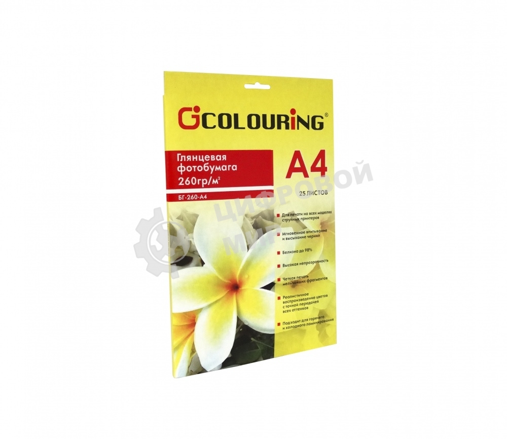 Фотобумага CG-БГ-260-А4-25 глянцевая, 260 г/м2, А4, 25 листов, 5760 dpi