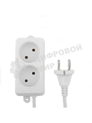 Удлинитель Гарнизон <3 м> белый (2 розетки, 10А, EL-NL2-W-3)