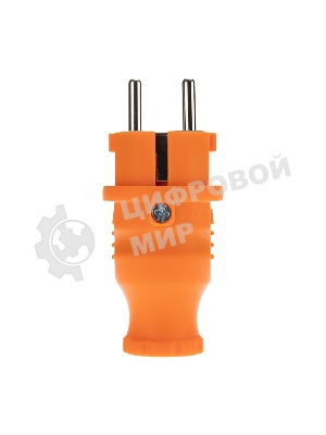 Вилка Rexant прямая влагозащищенная, c/з, 16 А, IP44, каучук оранжевая