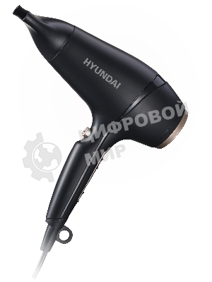 Фен Hyundai H-HD0767 черный, 2000 Вт, ионизация
