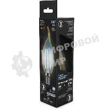 Лампа светодиодная филаментная Gauss Filament 5Вт цок.: E14 свеча 220B св. свеч. бел. нейт. (упак.: 10 шт)