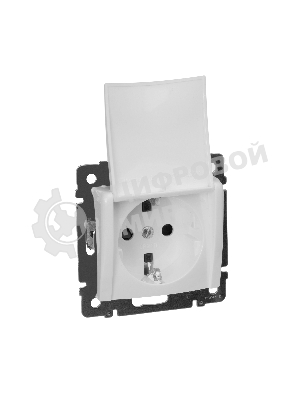 Розетка Valena с заземлением с крышкой (белая)