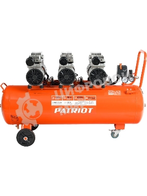 Компрессор поршневой безмасляный Patriot WO 100-440, 440 л/мин, 8 бар, 2500 Вт, 100 л, быстросъем и 
