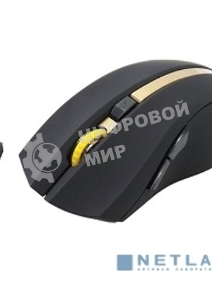 Мышь беспроводная Oklick 495MW черный/золотистый, 1600 dpi, радиоканал, USB, кнопки - 6