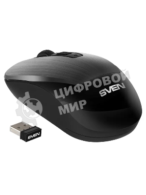 Мышь беспроводная SVEN RX-380W серый металлик, 1600 dpi, радиоканал, USB, кнопки - 4