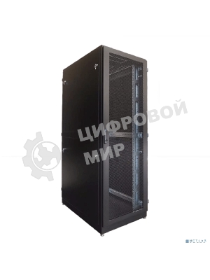 Шкаф телекоммуникационный напольный 42U (800 × 1000) дверь перф, задние двойные перф. черный