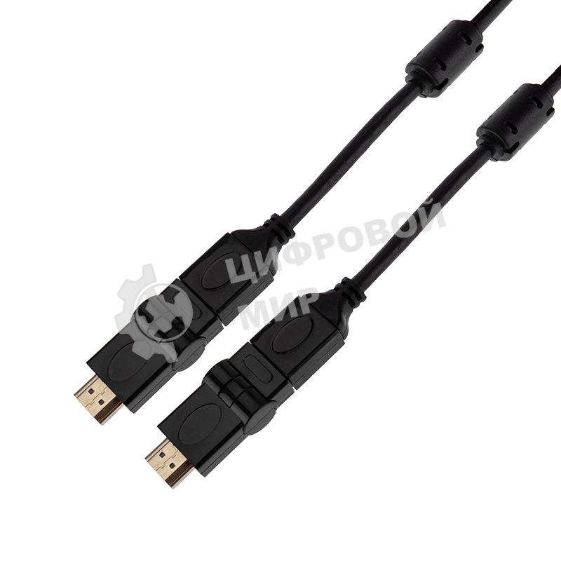 Кабель Rexant HDMI - HDMI с фильтрами, длина 2 метра, угловой 360° (GOLD) (PVC пакет)