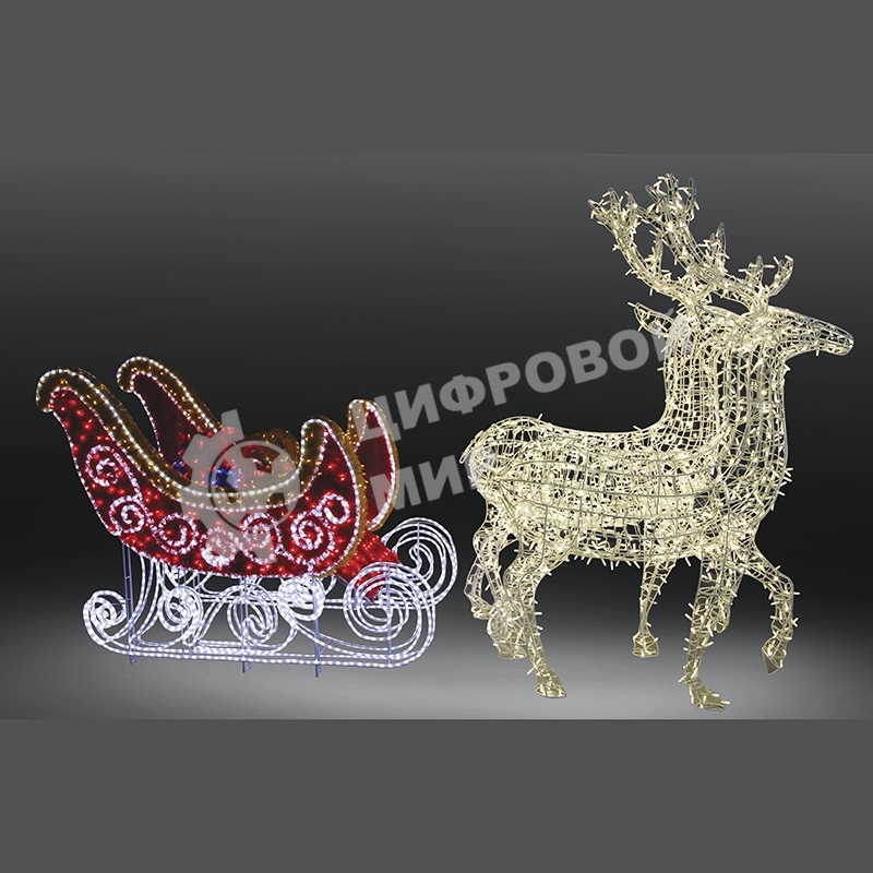 Фигура олени с санями Neon-night