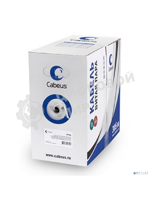 Кабель витая пара Cabeus, LSZH (нг(A)-HFLTx), U/UTP, кат. 5е, проводник Ø 0,5мм, 305м, коробка, тип прокладки: внутри зданий, цвет: серый