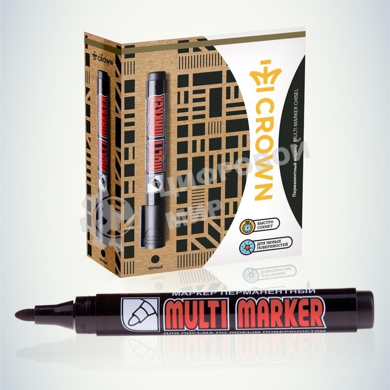 Маркер перманентный Crown Multi Marker, пулевидный 3мм, черный Б0048239